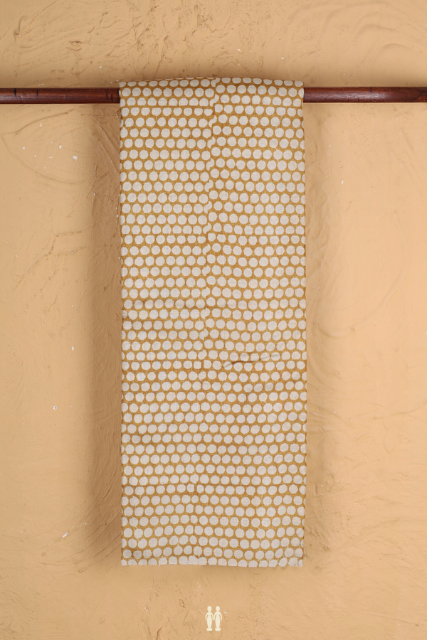 Tussar Silk Saree In Mustard Yellow With Printed Design