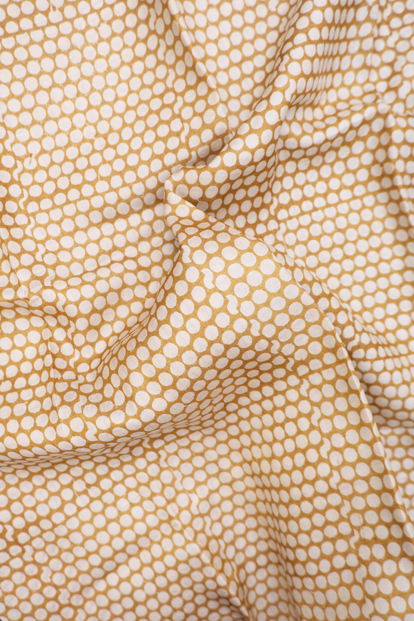 Tussar Silk Saree In Mustard Yellow With Printed Design