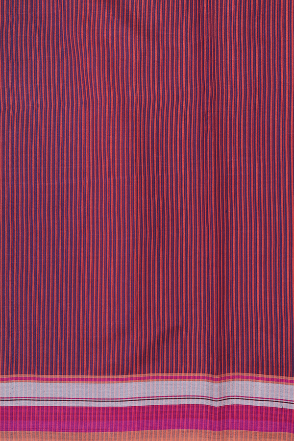 Tussar Silk Saree In Navy Blue With Contrast Border