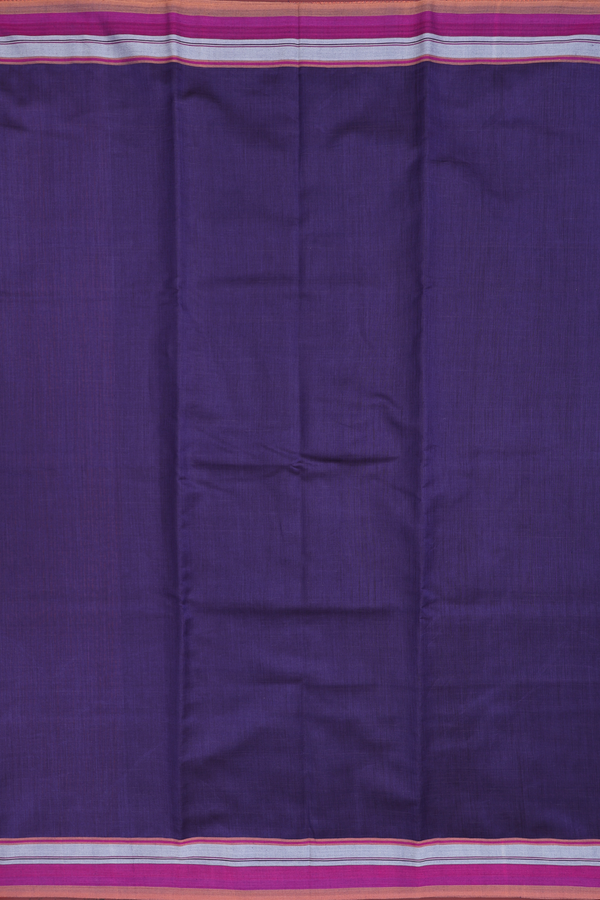 Tussar Silk Saree In Navy Blue With Contrast Border