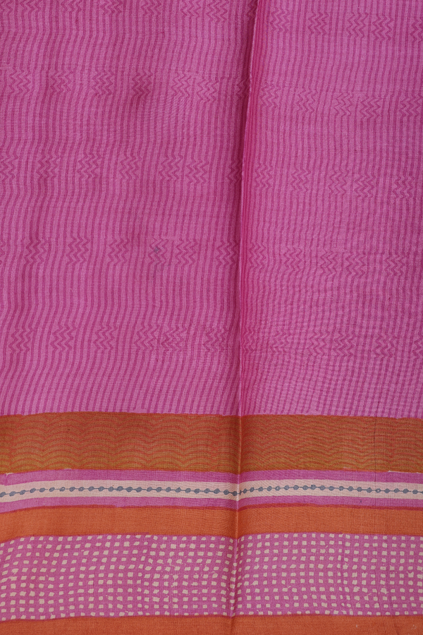 Tussar Silk Saree In Orange With Printed Design