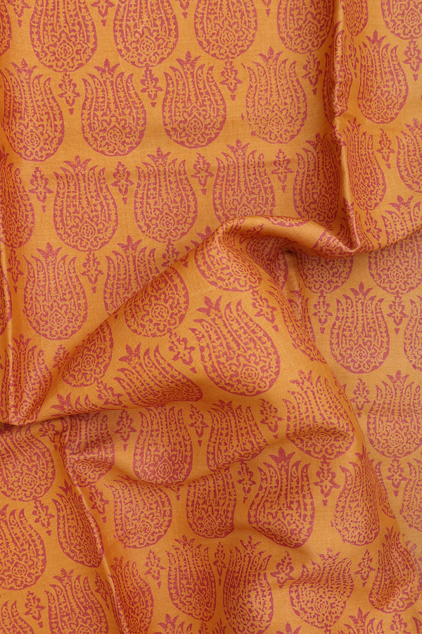 Tussar Silk Saree In Orange With Printed Design