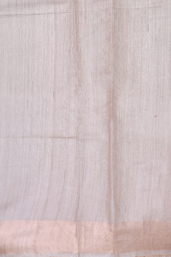 Tussar Silk Saree In Pastel Brown With Hand Painted Design