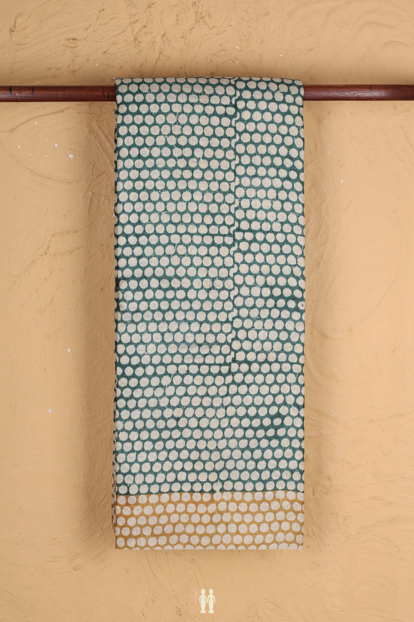 Tussar Silk Saree In Pine Green With Printed Design