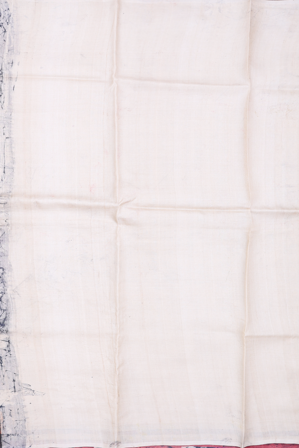 Tussar Silk Saree In Beige With Checks Design