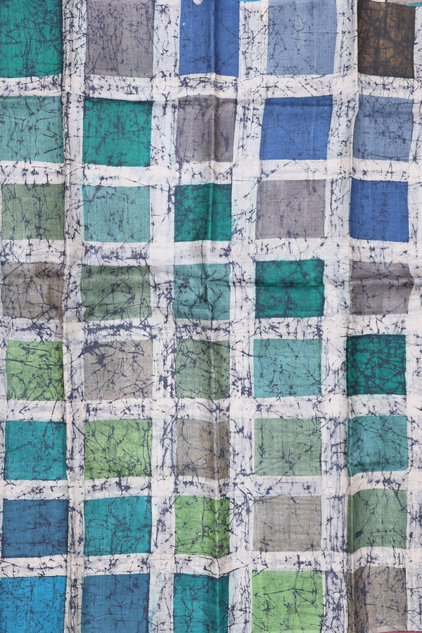 Tussar Silk Saree In Beige With Checks Design