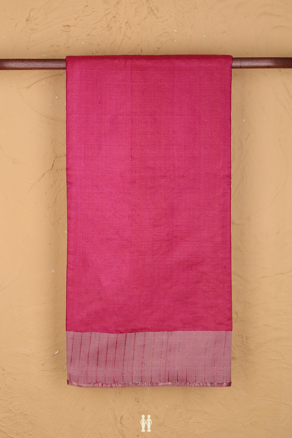 Tussar Silk Saree In Plain Dual Tone With Zari Border