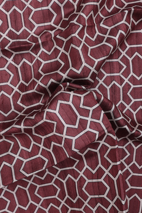 Tussar Silk Saree In Plum Brown With Allover Design