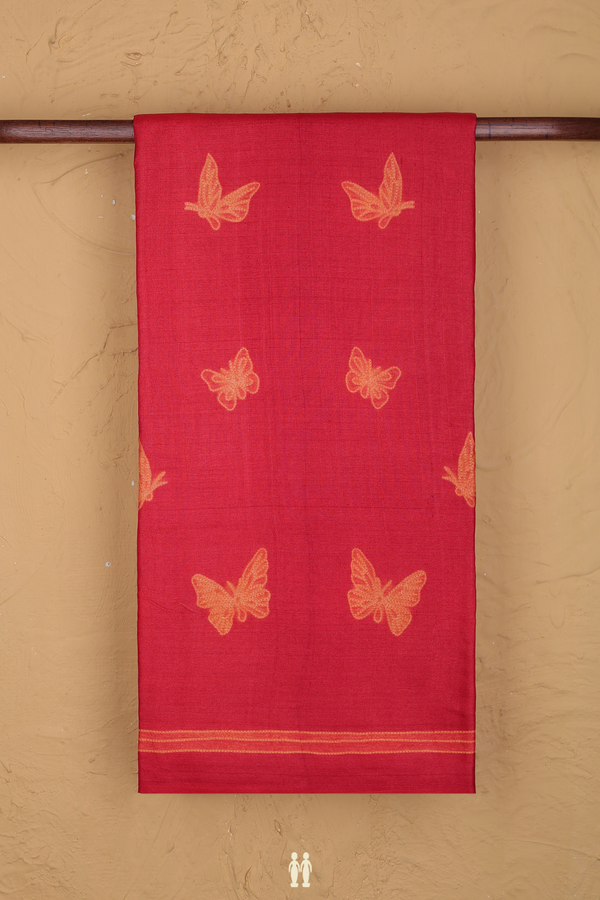 Tussar Silk Saree In Red With Shibori Design