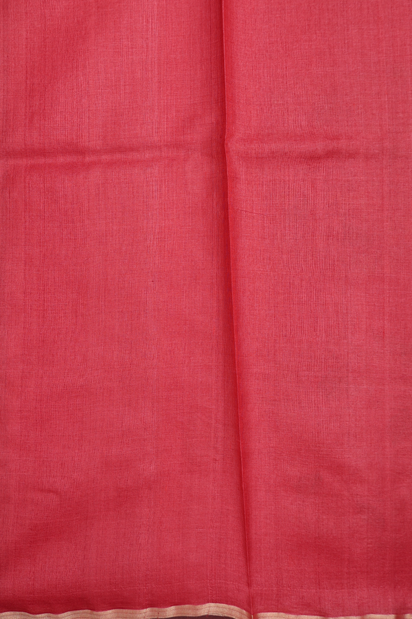 Tussar Silk Saree In Red With Stripes Border