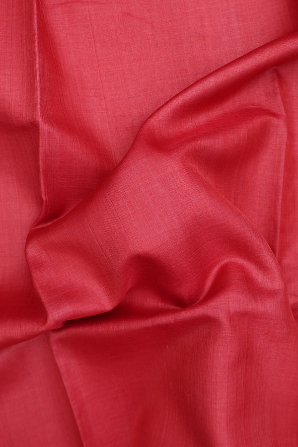 Tussar Silk Saree In Red With Stripes Border