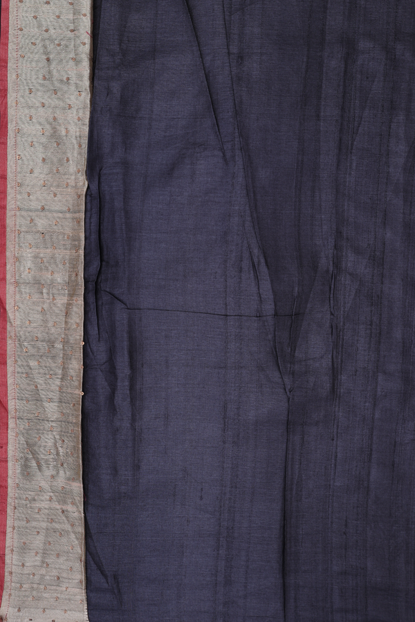 Tussar Silk Saree In Reddish Brown With Floral Buttas