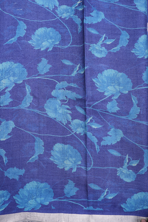 Tussar Silk Saree In Royal Blue With Allover Design