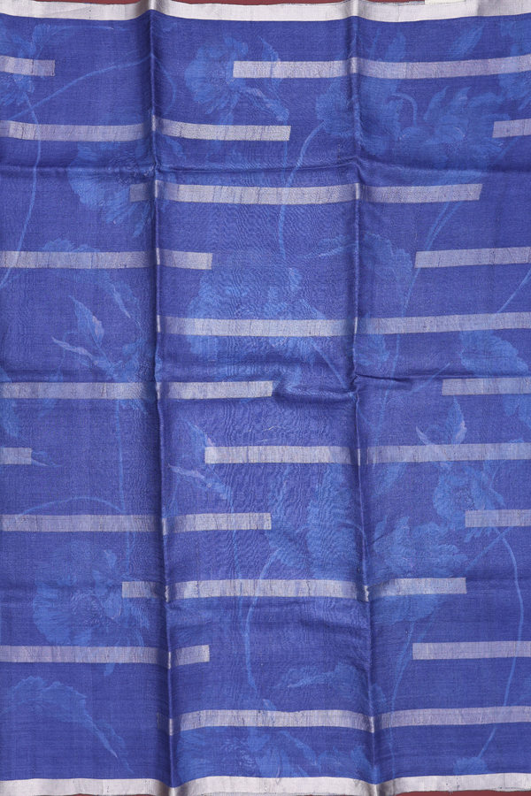 Tussar Silk Saree In Royal Blue With Allover Design