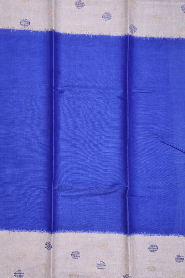 Tussar Silk Saree In Royal Blue With Contrast Border