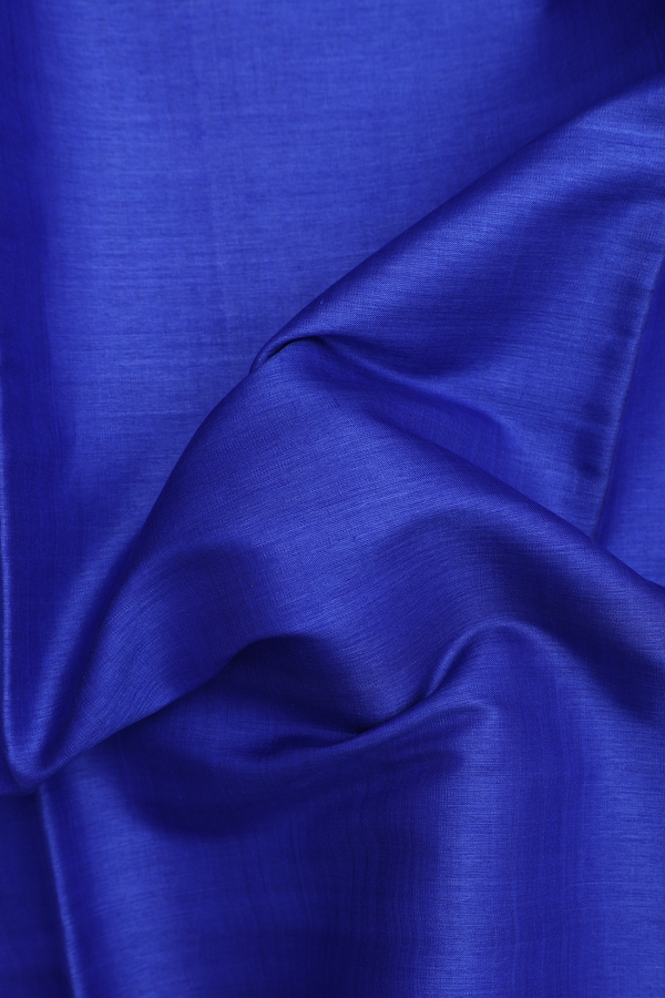 Tussar Silk Saree In Royal Blue With Contrast Border
