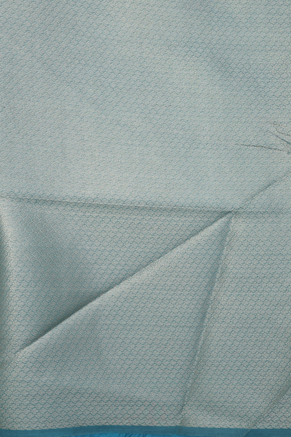 Tussar Silk Saree In Turkish Blue With Floral Buttas