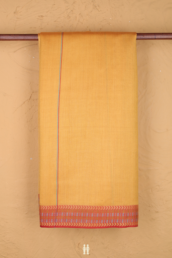 Tussar Silk Saree In Yellow With Stripes Design