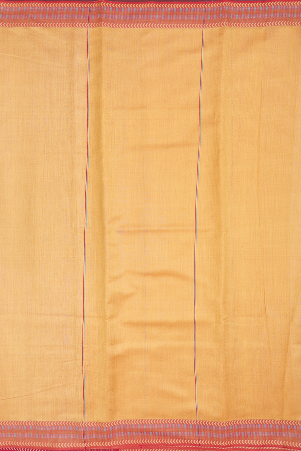 Tussar Silk Saree In Yellow With Stripes Design