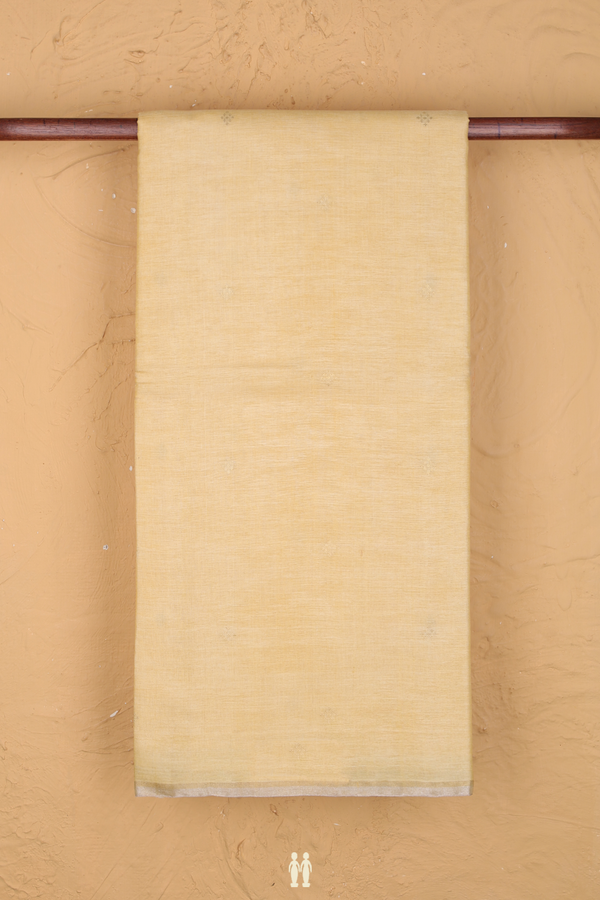 Tussar Silk Saree In Yellow With Zari Buttas