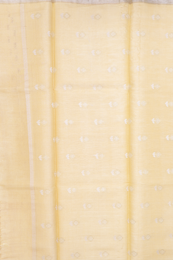 Tussar Silk Saree In Yellow With Zari Buttas