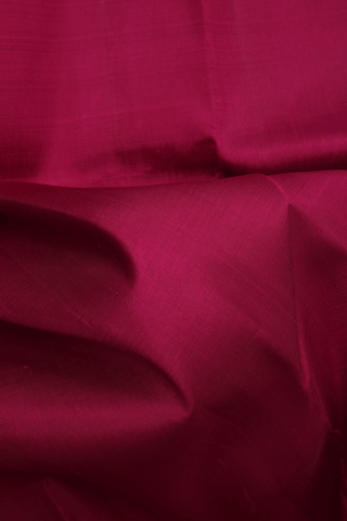 Twill Weave Border Plain Blush Red Kanchipuram Silk Saree