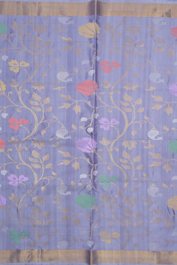 Uppada Silk Saree In Pigeon Blue With Floral Design