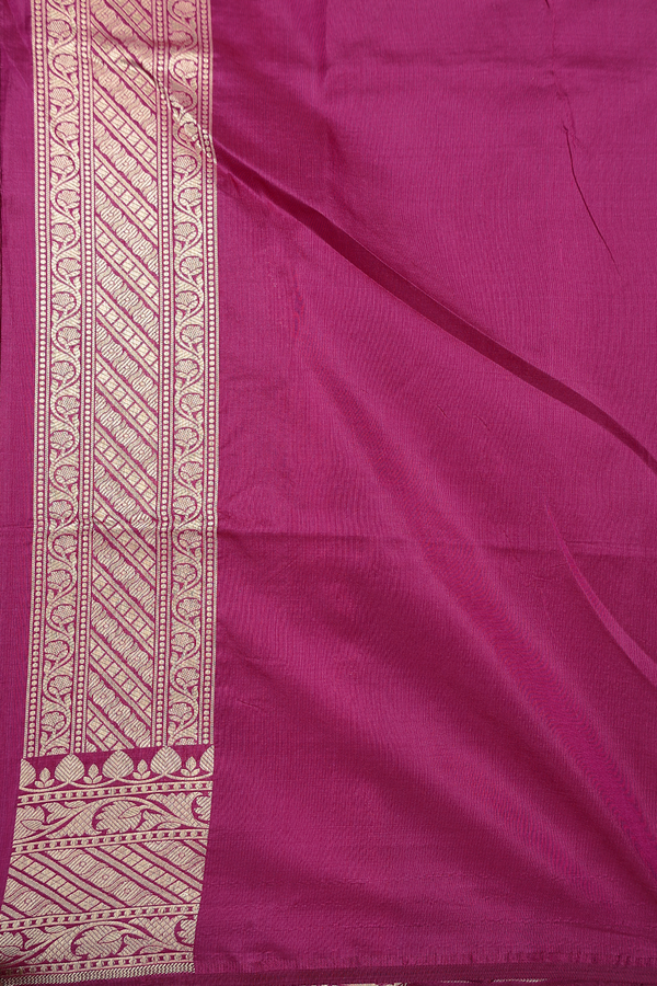 Banarasi Silk Saree In Plum Purple With Zari Buttas
