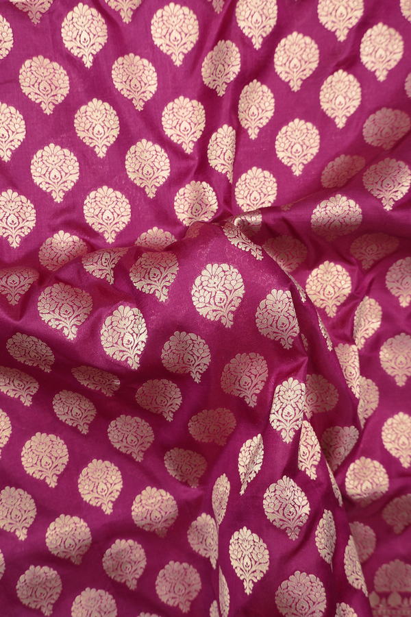 Banarasi Silk Saree In Plum Purple With Zari Buttas