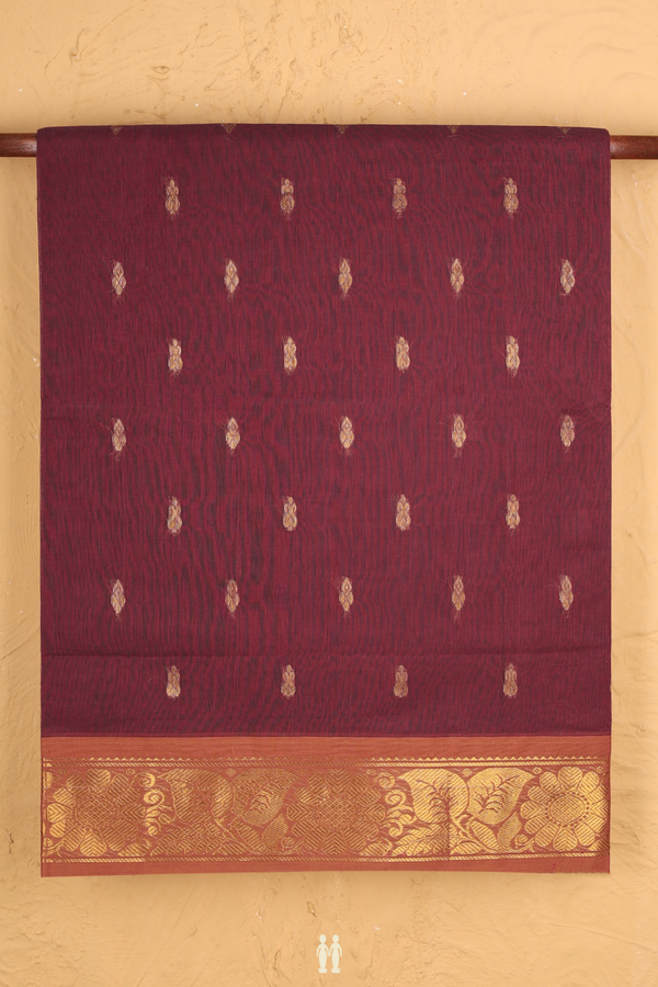 Venkatagiri Cotton Saree In Mulberry With Zari Buttas