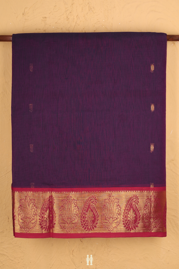 Venkatagiri Cotton Saree In Purple With Zari Buttas