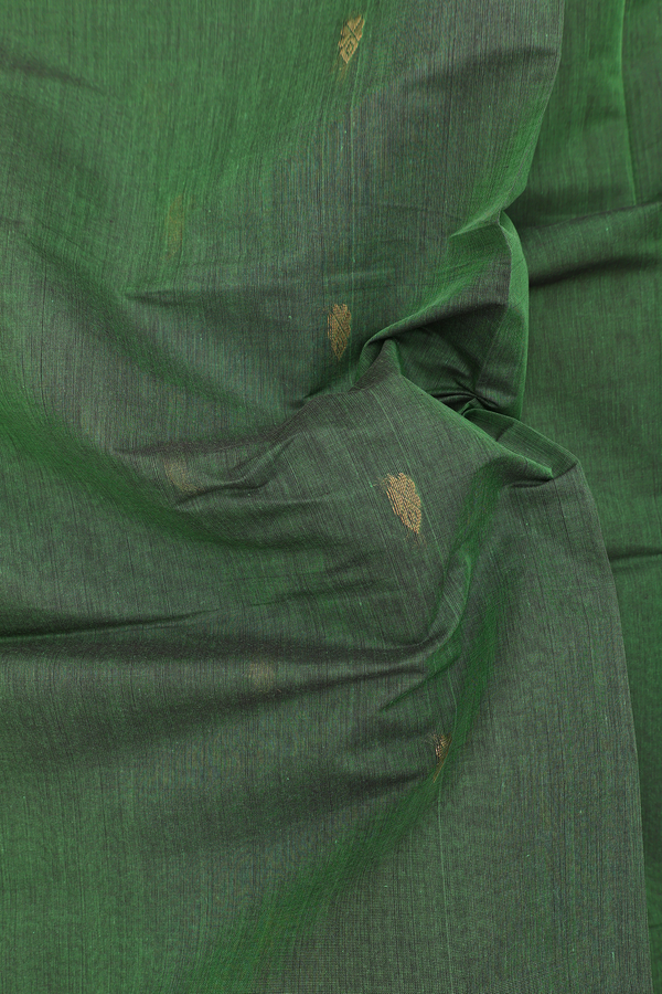 Venkatagiri Cotton Saree In Green With Zari Buttas