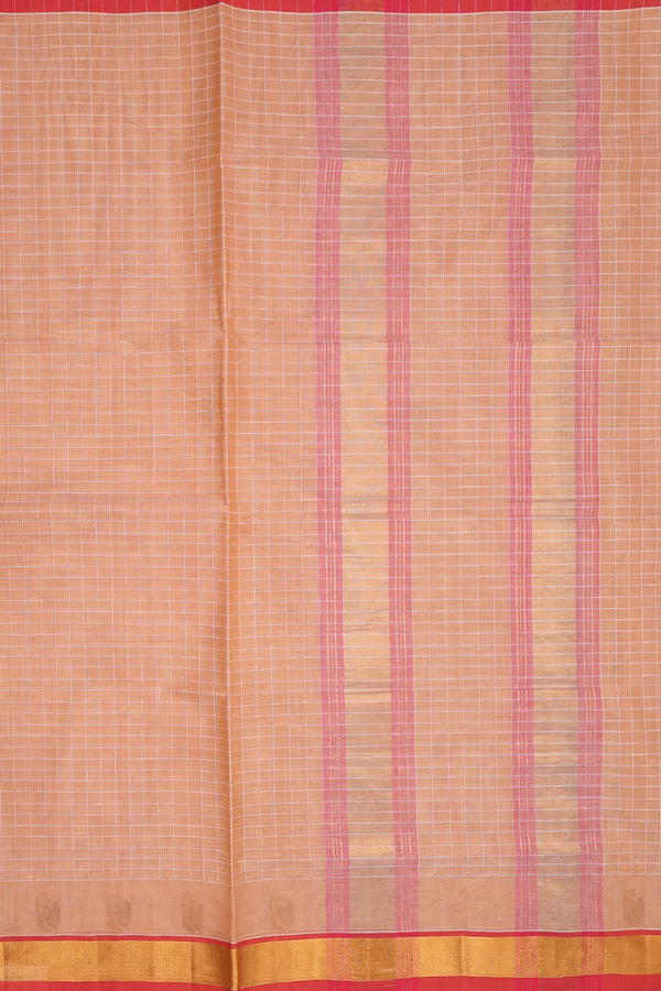 Venkatagiri Cotton Saree In Biscuit Color With Checks Design