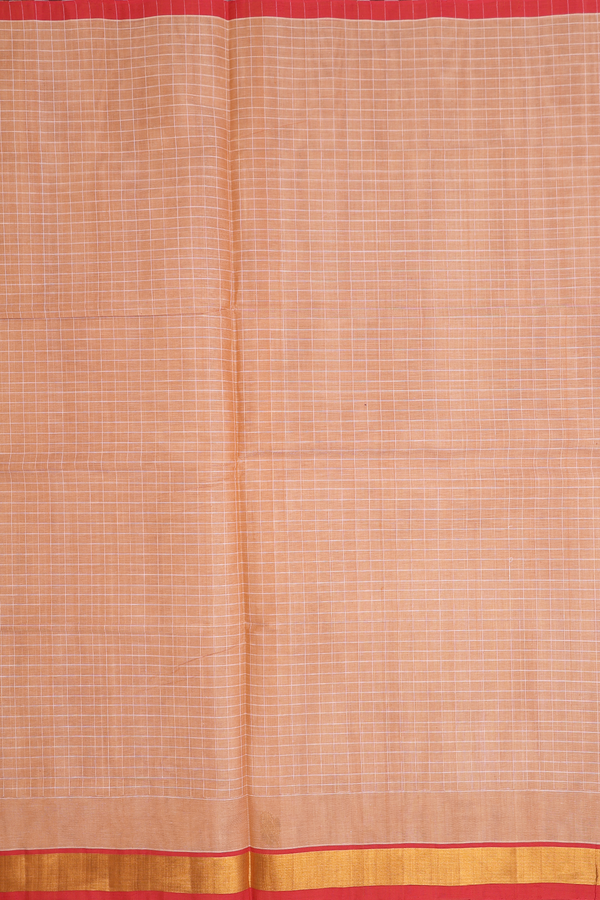 Venkatagiri Cotton Saree In Biscuit Color With Checks Design
