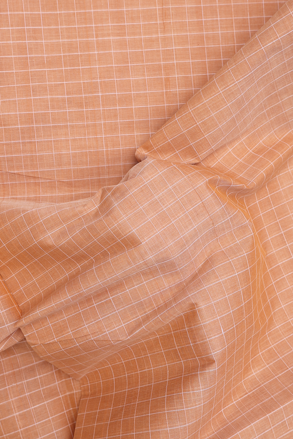 Venkatagiri Cotton Saree In Biscuit Color With Checks Design