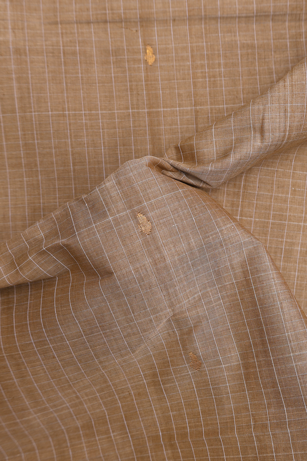 Venkatagiri Cotton Saree In Khaki With Checks Design