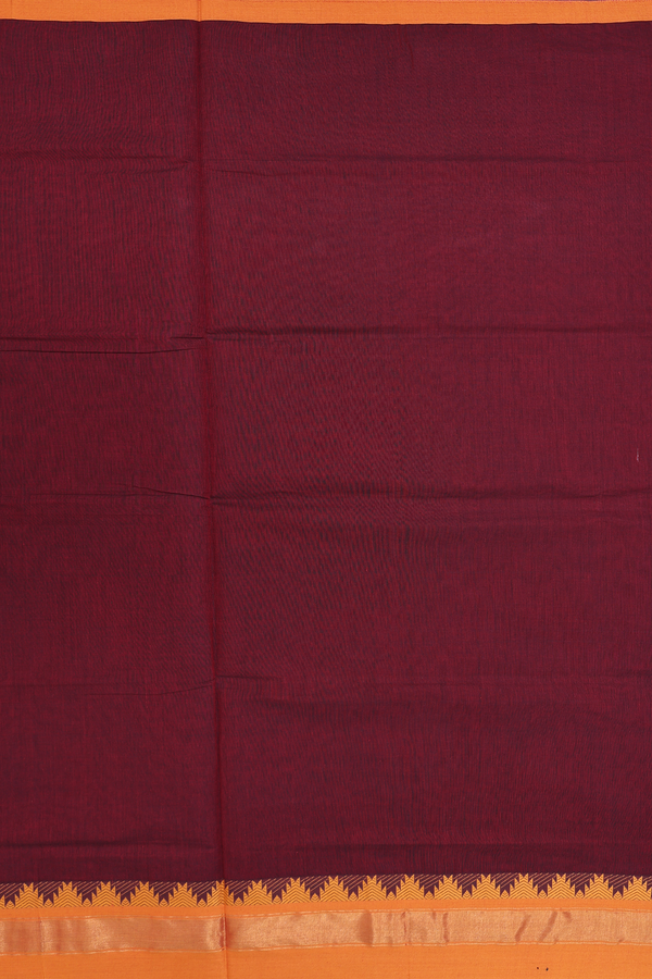 Venkatagiri Cotton Saree In Maroon With Temple Border