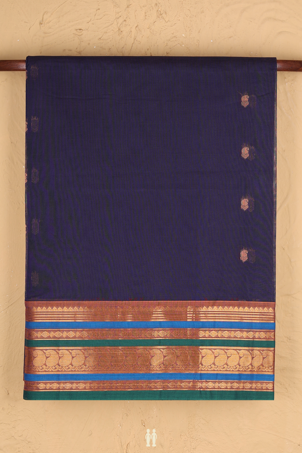 Venkatagiri Cotton Saree In Regal Purple With Paisley Buttas