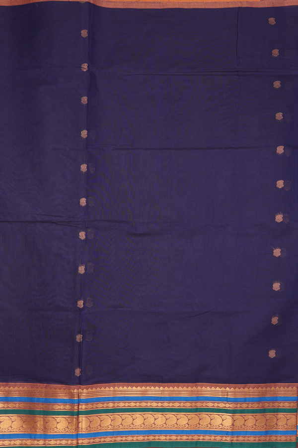 Venkatagiri Cotton Saree In Regal Purple With Paisley Buttas