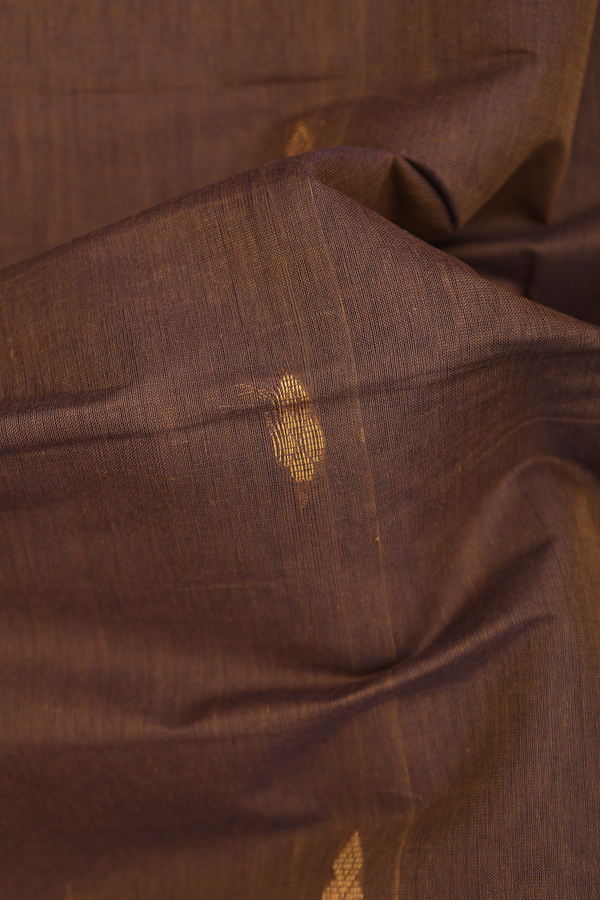 Venkatagiri Cotton Saree In Walnut Brown With Floral Border