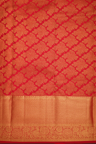 Zari Border In Brocade Chilli Red Kanchipuram Silk Saree