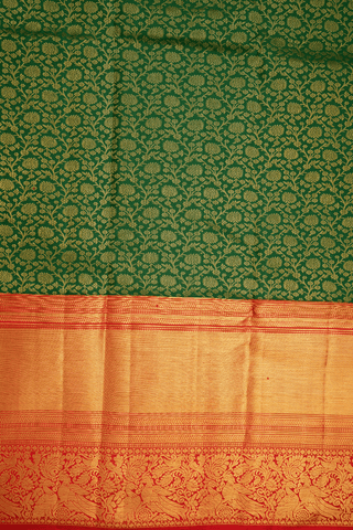 Zari Border In Brocade Emerald Green Kanchipuram Silk Saree