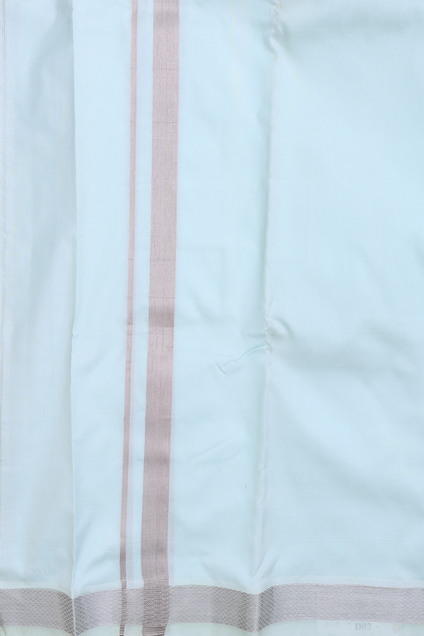 Zari Border Mint Green Silk Dhoti With Angavastram Set