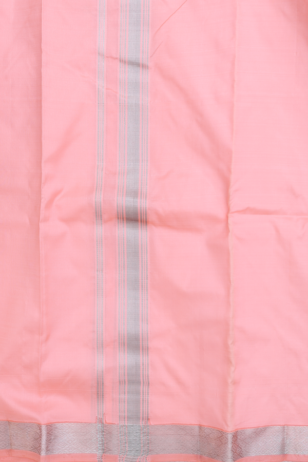 Zari Border Dark Peach Silk Dhoti With Angavastram Set