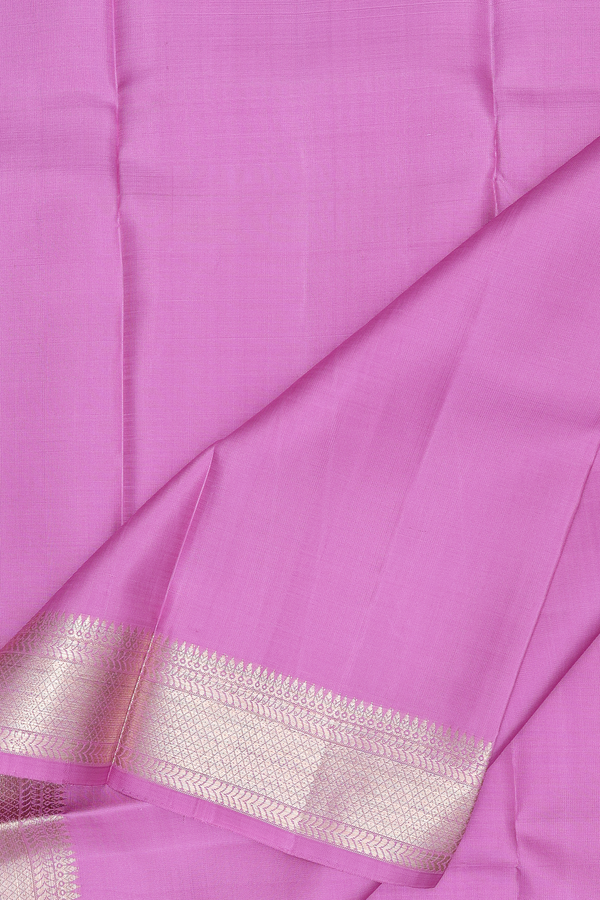Zari Border Pink Silk Dhoti With Angavastram Set