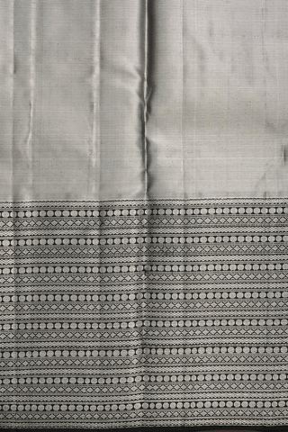 Zari Border Plain Silver Tissue Kanchipuram Silk Saree