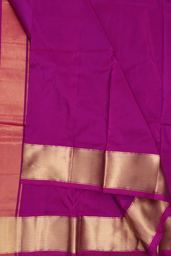 Zari Border Purple Silk Dhoti With Angavastram Set