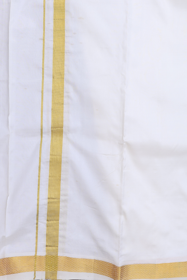 Zari Border White Silk Dhoti