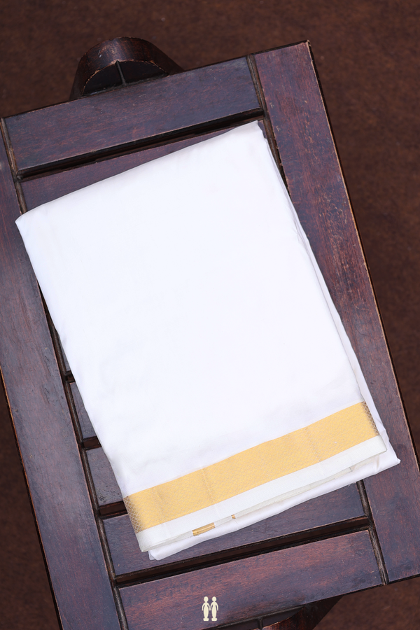 Zari Border White Silk Velcro Dhoti