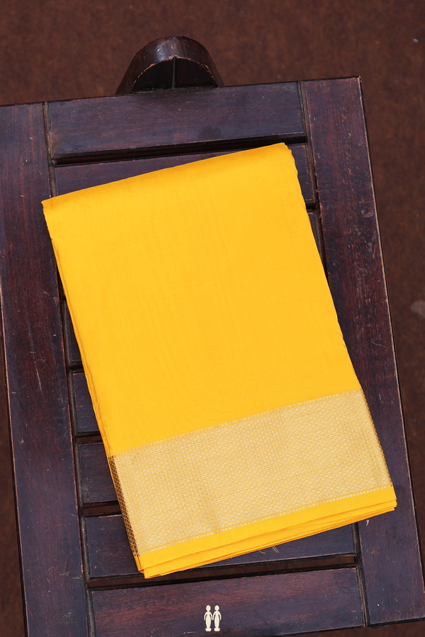 Zari Border Yellow Silk Dhoti With Angavastram Set